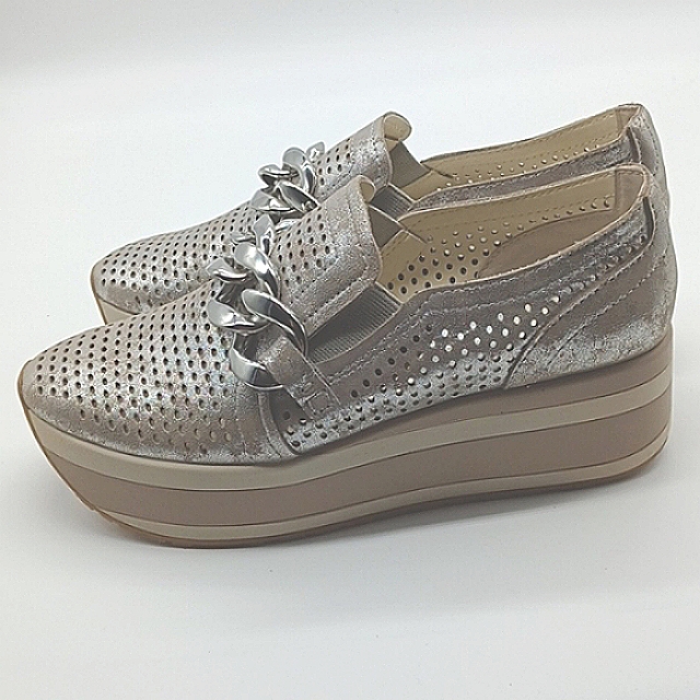 Dolce Vita Jhenee Perforated Metallic Silver Platform Shoes Chain Sz 7 Nwot